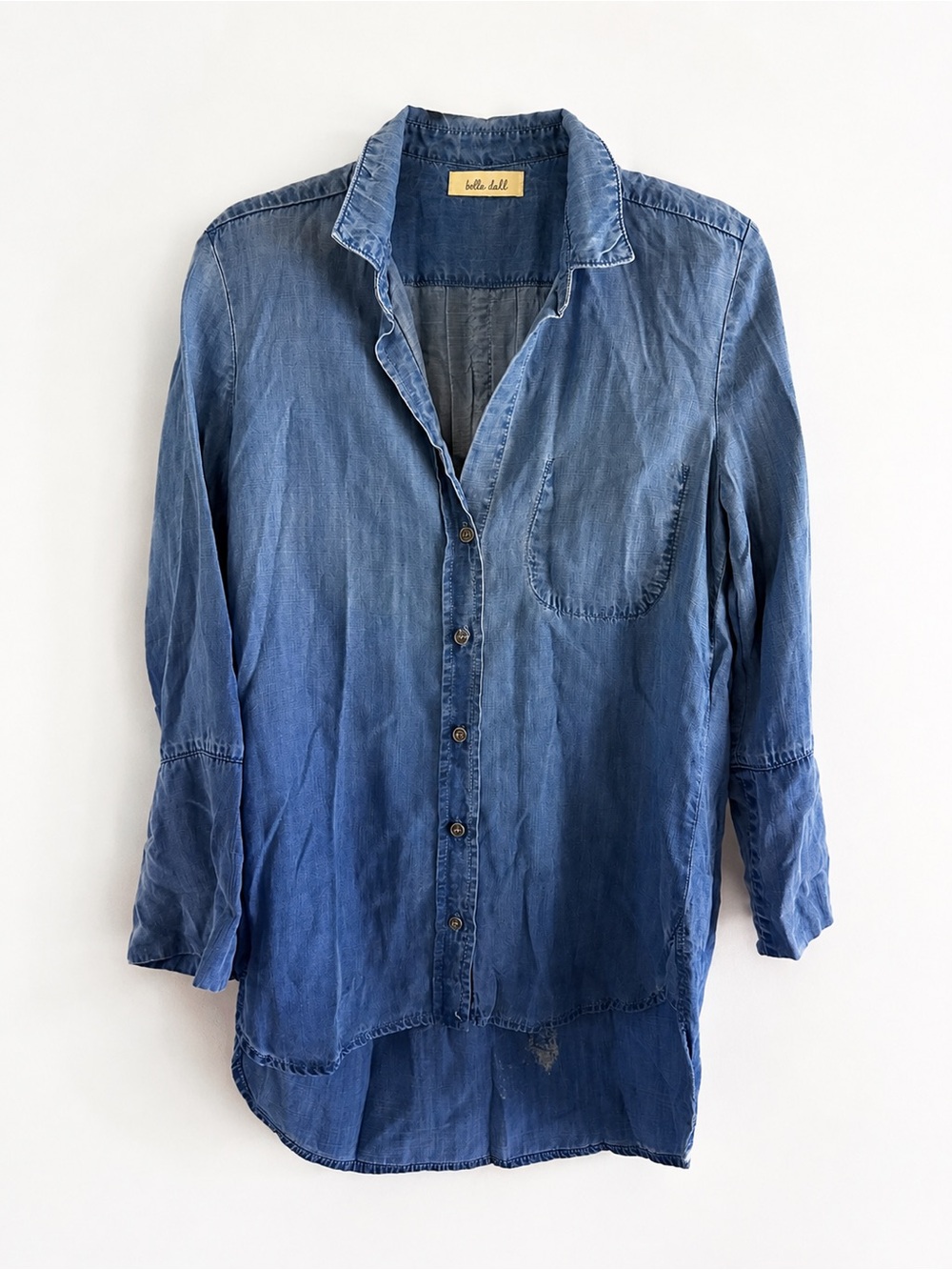 Bella Dahl Lightweight Chambray High Low Button Down Shirt M